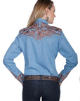 Floral Tooled Emb. Blouse - PL-654