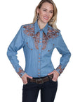 Floral Tooled Emb. Blouse - PL-654
