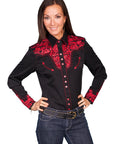 Floral Tooled Emb. Blouse - PL-654