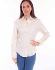 Floral Tooled Emb. Blouse - PL-654
