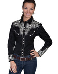 Floral Tooled Emb. Blouse - PL-654