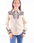 Floral Tooled Emb. Blouse - PL-654