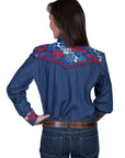 Colorful Floral Tooled Emb. Shirt - PL-654C