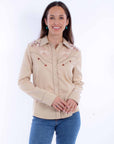 Ladies Horse/rose Emb.blouse - PL-911