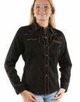 Solid Blouse W/piping & Arrow Tips - PL-913