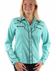 Solid Blouse W/piping & Arrow Tips - PL-913