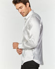 Men's Satin White Dress Shirt