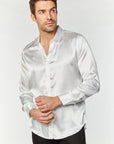 Men's Satin White Dress Shirt