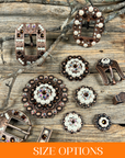 Copper Topaz - AB - Pearl - Crystal Conchos Sizes from 1"-3" and Buckles