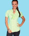 Short Elastic Sleeve W/ruffle Front - PSL-084