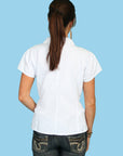 Cap Sleeve Blouse W/ruffle Front - PSL-086