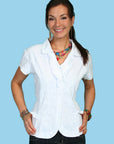 Cap Sleeve Blouse W/ruffle Front - PSL-086