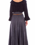 Acid Wash Skirt W/beaded Cord Belt - PSL-136