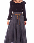 Acid Wash Skirt W/beaded Cord Belt - PSL-136