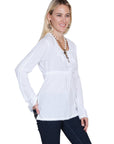 L/s Blouse With Tie Front - PSL-162