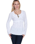 L/s Blouse With Tie Front - PSL-162