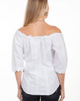 3/4 Slv Scoop Neck Button Front Blou - PSL-182