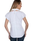 Capsleeve Button Front Blouse - PSL-183
