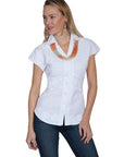 Capsleeve Button Front Blouse - PSL-183