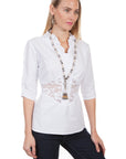 3/4 Peek-a-boo Sleeve Blouse - PSL-198