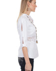 3/4 Peek-a-boo Sleeve Blouse - PSL-198