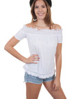 Off Shoulder Short Sleeve Blouse - PSL-229