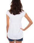 Hi/lo C/s Emb. Button Front Blouse - PSL-246