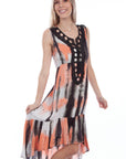 Crochet Neck Tie Dye Dress - PSL-254