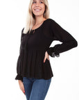 L/s Tie Front Blouse - PSL-260