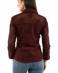 Emb. Blouse W/mesh Sleeves - PSL-274