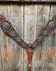 Medium Oil Navajo Style Copper Turquoise Browband & Breastcollar Tack Set