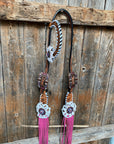 White Whipstitch Pink and White Browband/One Ear & Breastcollar Tack Set
