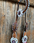 White Whipstitch Pink and White Browband/One Ear & Breastcollar Tack Set