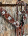 Medium Oil Copper Buckstitch Clear One Ear & Breastcollar Tack Set