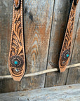 Light Oil Buckaroo Roper Flower Turquoise One Ear & Breastcollar Tack Set