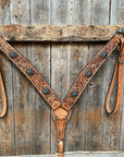 Light Oil Buckaroo Roper Flower Turquoise One Ear & Breastcollar Tack Set