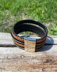 Black Shimmer & Braid Fashion Leather Bracelet XI101