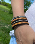 Black Shimmer & Braid Fashion Leather Bracelet XI101