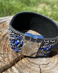 Navy and Silver Bead and Stone Fashion Bracelet XI106