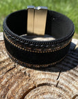 Black Braid & Faux Fur Fashion Bracelet XI112