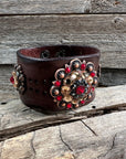 Ruby, Jet and Champagne Leather Bracelet LB104