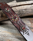 Ruby, Jet and Champagne Leather Bracelet LB104