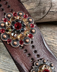 Ruby, Jet and Champagne Leather Bracelet LB104
