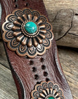 Copper Floral Leather Bracelet LB106