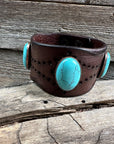 Turquoise Cabochon Leather Bracelet LB108