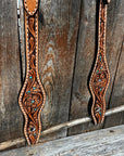 Light Oil Floral and Teal Dot One Ear Headstall / Bridle