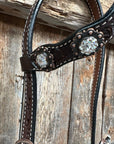 Dark Oil Floral Clear One Ear/ Breastcollar Tack Set