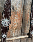 Dark Oil Floral Clear One Ear/ Breastcollar Tack Set