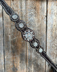 Dark Oil Floral Clear One Ear/ Breastcollar Tack Set