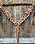 Light Oil Floral Tooled - White Whipstitch Breastcollar